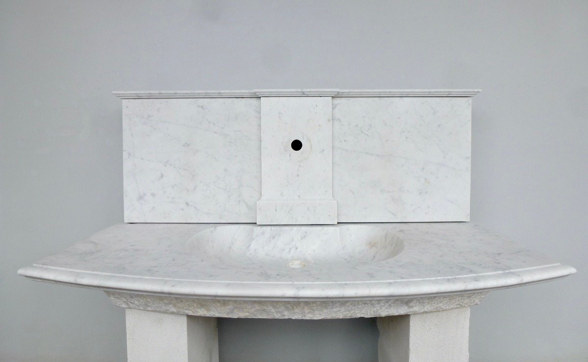 Vasque de rafraîchissoir en marbre de Carrare -photo-1
