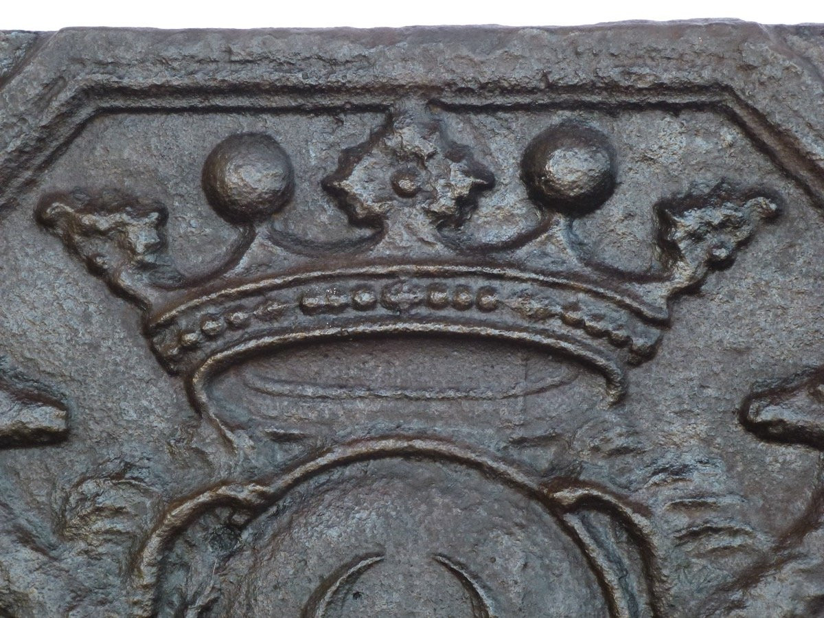 Fireplace Plaque Bearing The Coat Of Arms Of Armand Charles De La Porte De Meilleraye (65x56 Cm)-photo-3