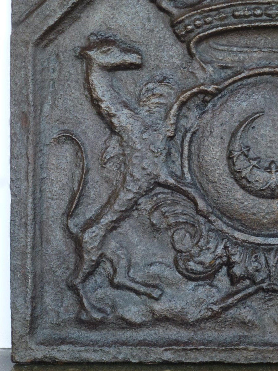 Fireplace Plaque Bearing The Coat Of Arms Of Armand Charles De La Porte De Meilleraye (65x56 Cm)-photo-4