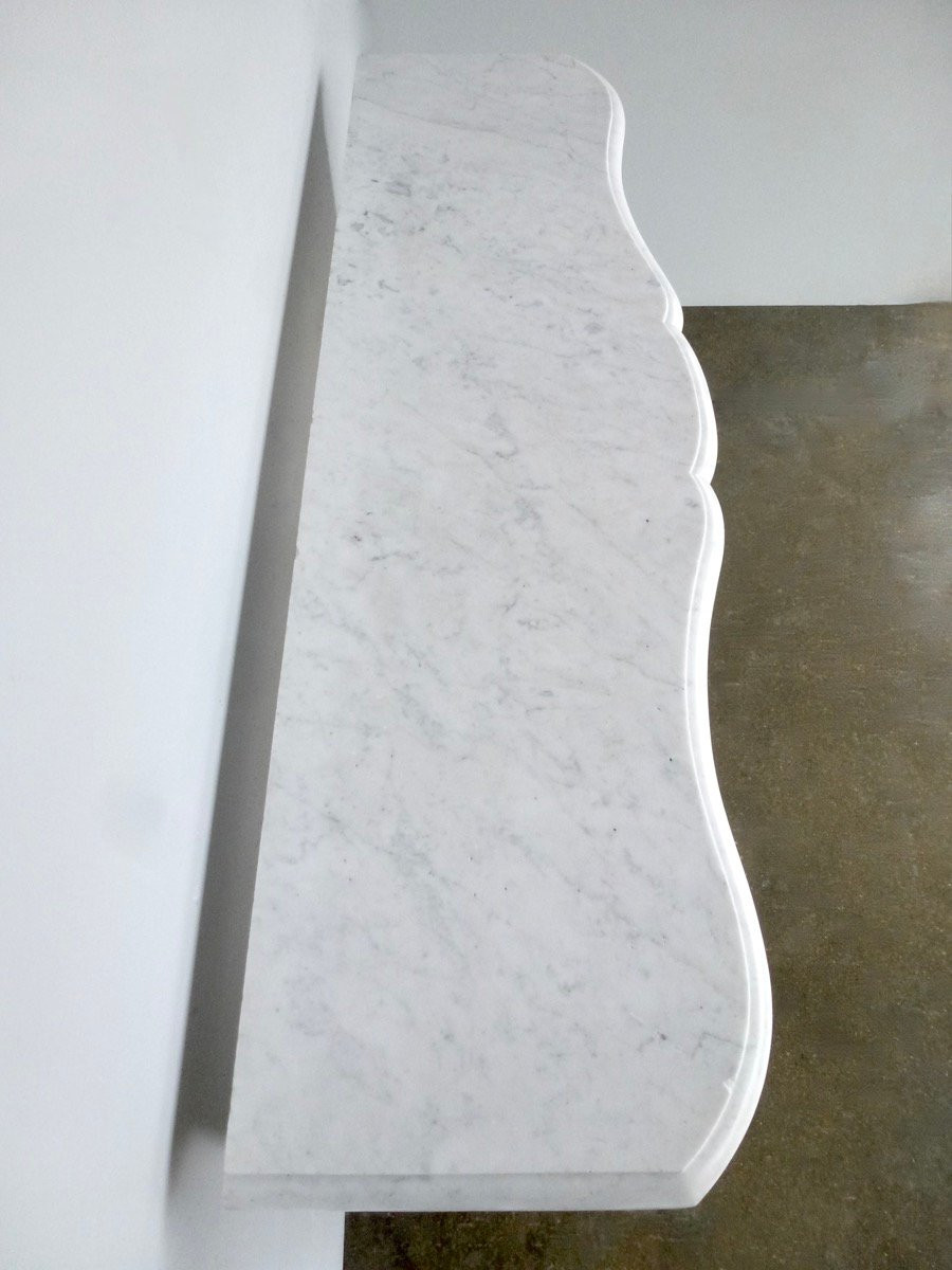 Cheminée en marbre blanc de Carrare de style Louis XV-photo-3