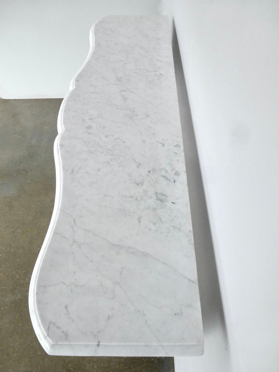 Cheminée en marbre blanc de Carrare de style Louis XV-photo-4