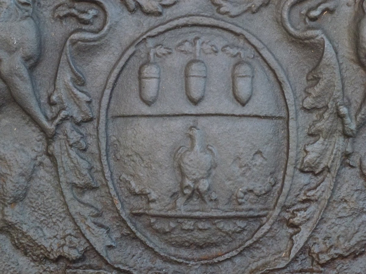Fireplace Plaque Bearing The Coat Of Arms Of Joseph Fleuriau d'Armenonville (76x82 Cm)-photo-3