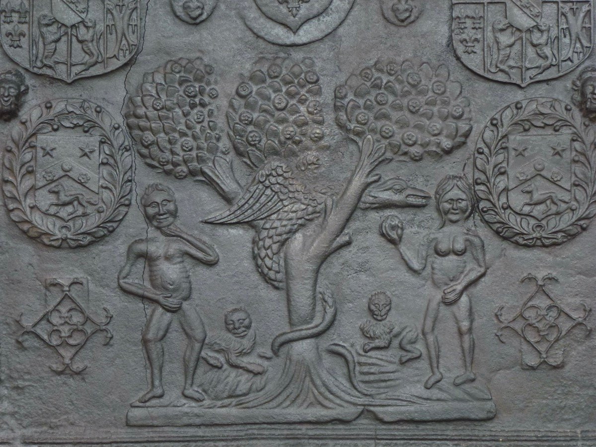 Fireplace Plaque Depicting Adam And Eve Under The Tree Of Knowledge "1604"-photo-2