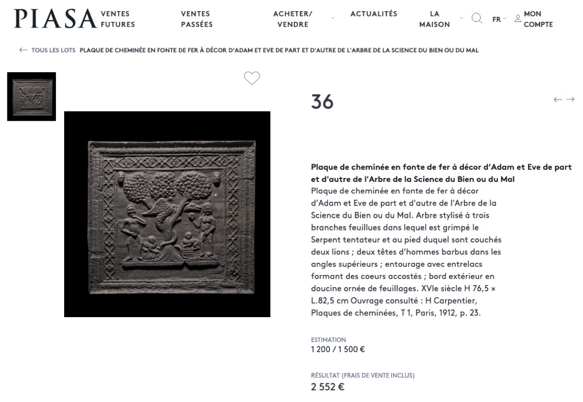 Fireplace Plaque Depicting Adam And Eve Under The Tree Of Knowledge "1604"-photo-6