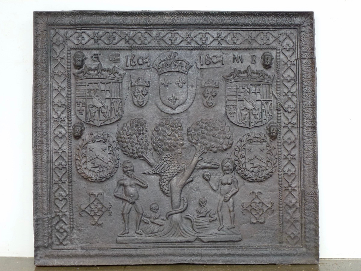 Fireplace Plaque Depicting Adam And Eve Under The Tree Of Knowledge "1604"
