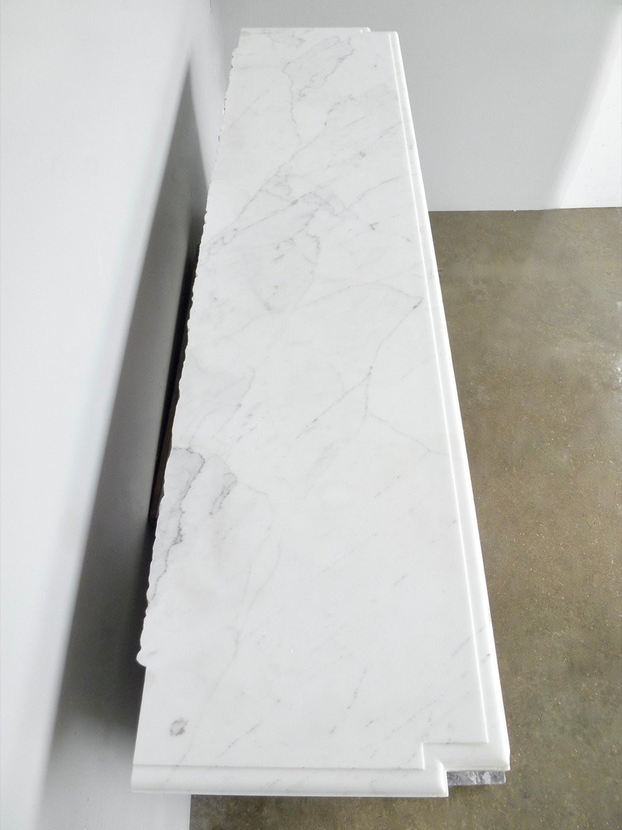 Important Louis XVI Style Fireplace In White Calacatta Marble-photo-6