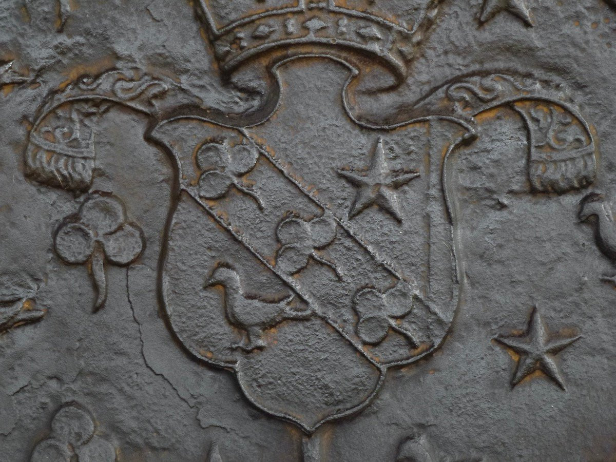 Fireplace Plaque Bearing The Coat Of Arms Of Dom Lambert Lallemand, Abbot Of Orval (93x77 Cm)-photo-4