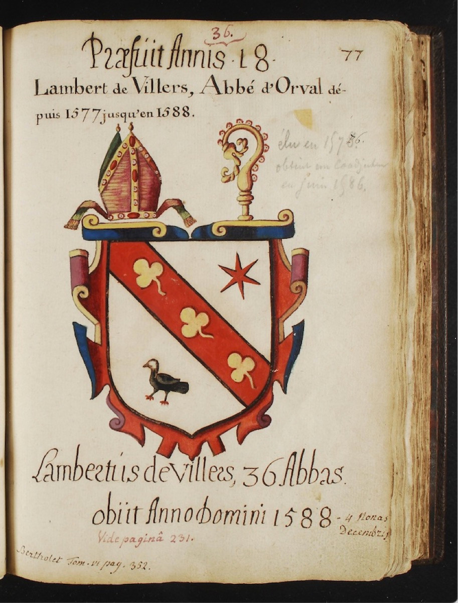 Fireplace Plaque Bearing The Coat Of Arms Of Dom Lambert Lallemand, Abbot Of Orval (93x77 Cm)-photo-1