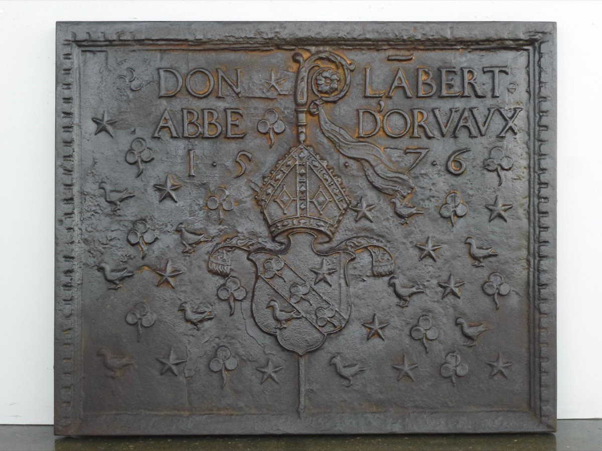 Fireplace Plaque Bearing The Coat Of Arms Of Dom Lambert Lallemand, Abbot Of Orval (93x77 Cm)