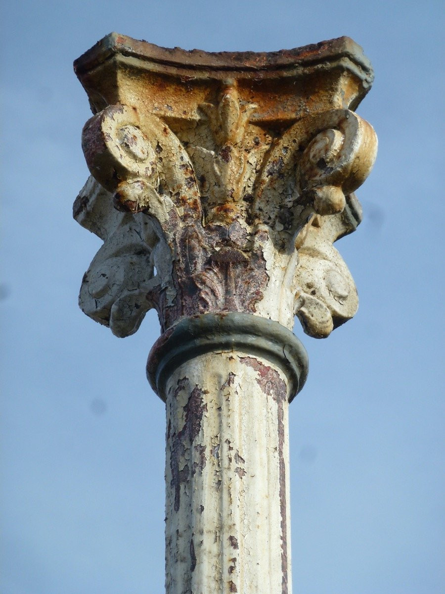 Pair Of Cast Iron Posts Or Columns, 19th Century.-photo-4