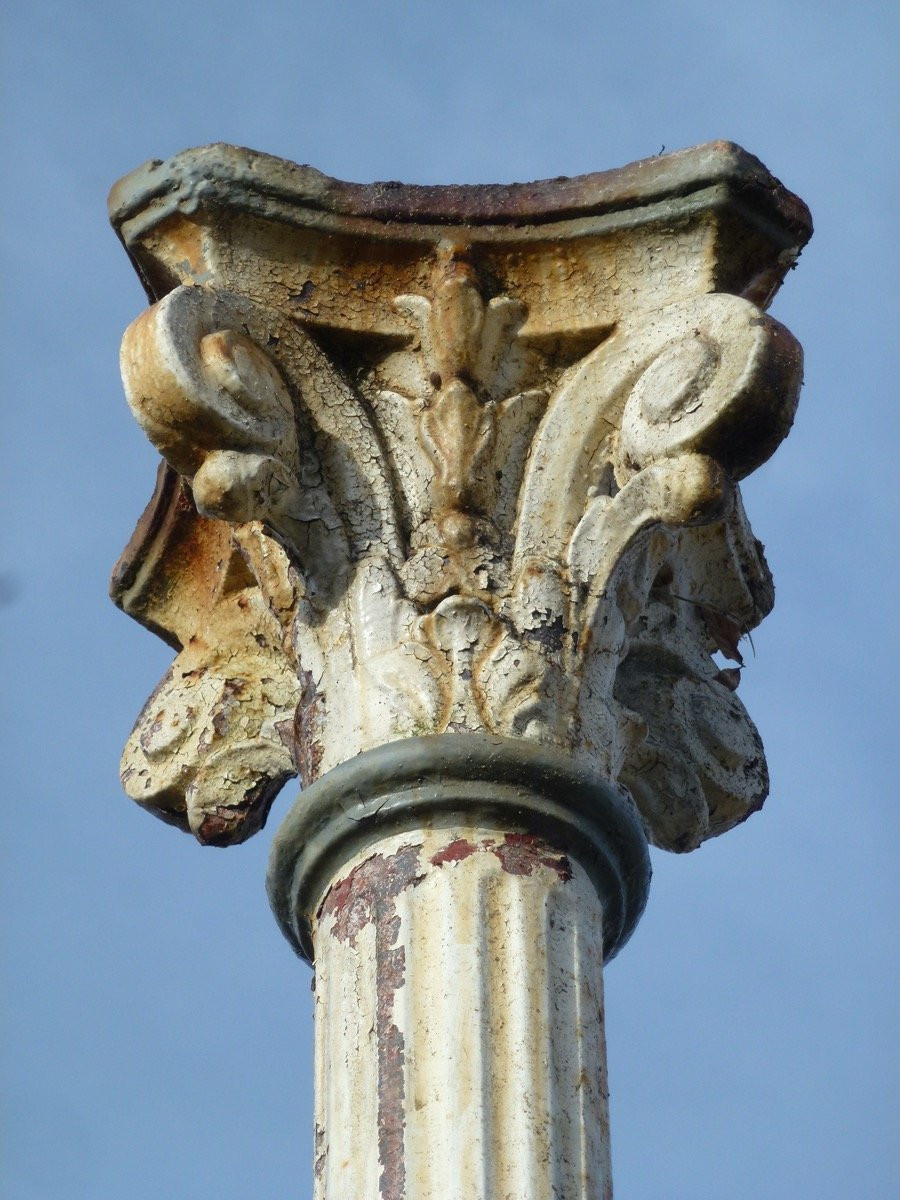Pair Of Cast Iron Posts Or Columns, 19th Century.-photo-1
