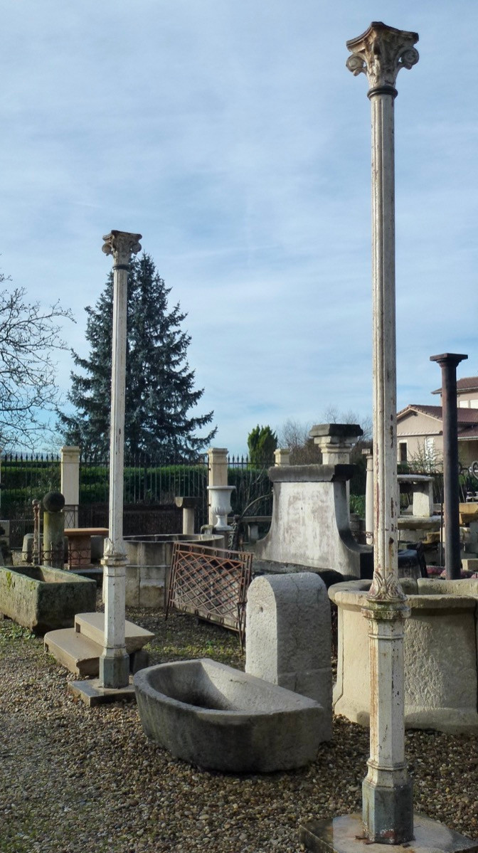 Pair Of Cast Iron Posts Or Columns, 19th Century.