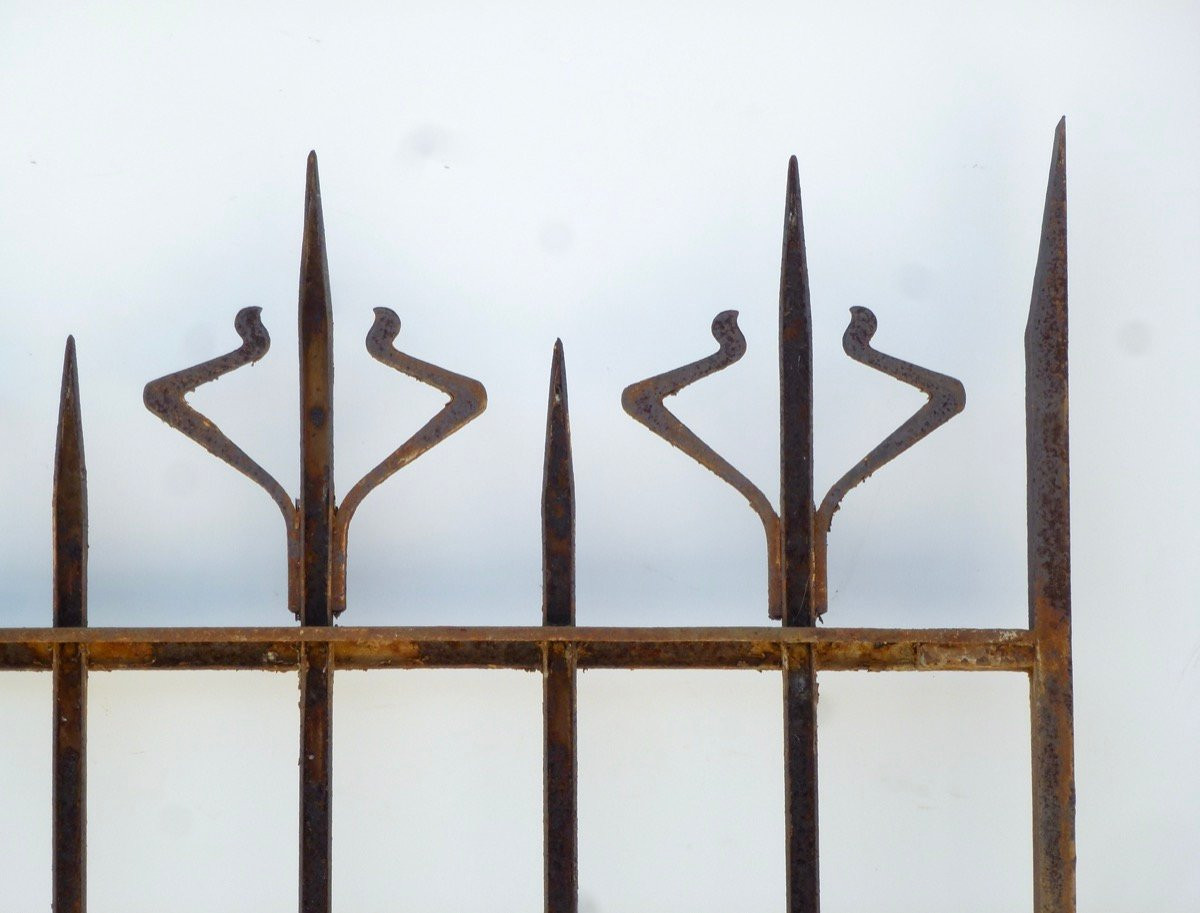 Portail en fer forgé Art Nouveau - XXe S. - Lg 306 cm  H 196 cm -photo-2