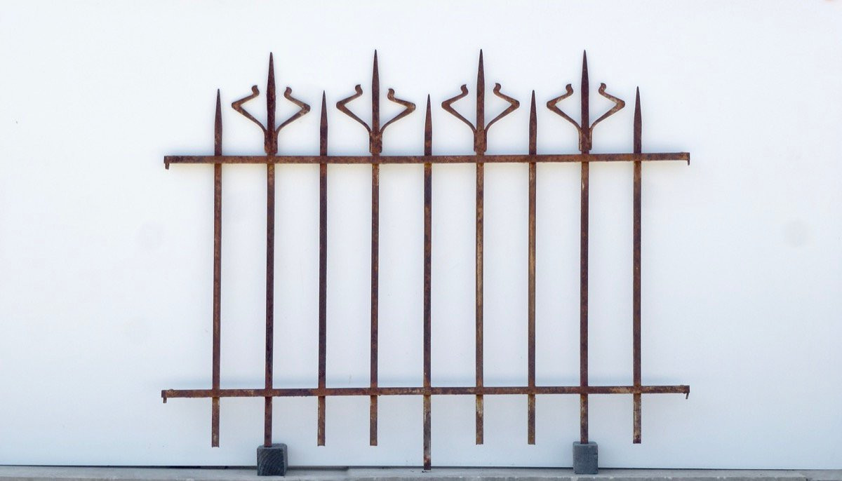 Grille de clôture en fer forgé Art Nouveau - XXe S. - Lg 23 m H 1 m-photo-3