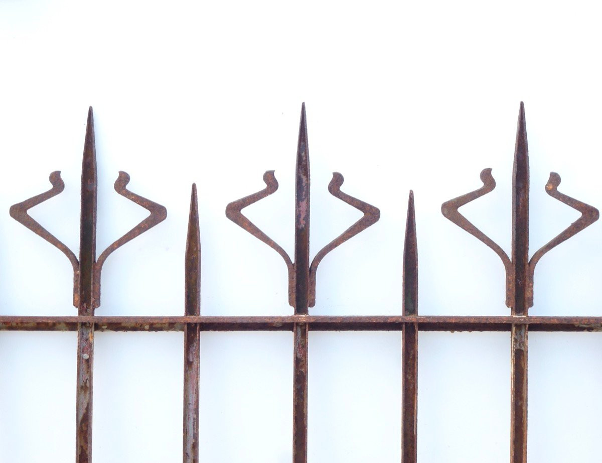 Grille de clôture en fer forgé Art Nouveau - XXe S. - Lg 23 m H 1 m-photo-6