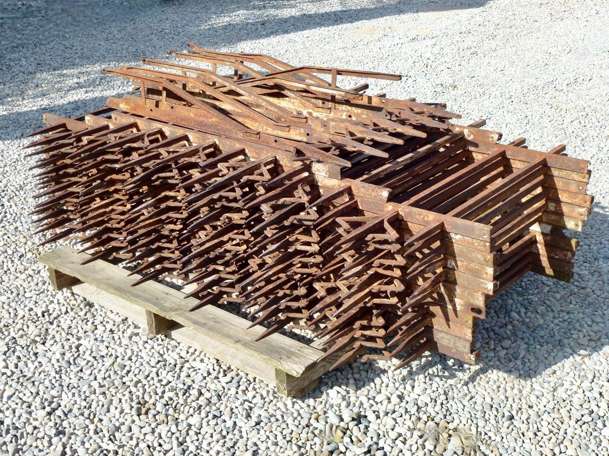 Grille de clôture en fer forgé Art Nouveau - XXe S. - Lg 23 m H 1 m-photo-8