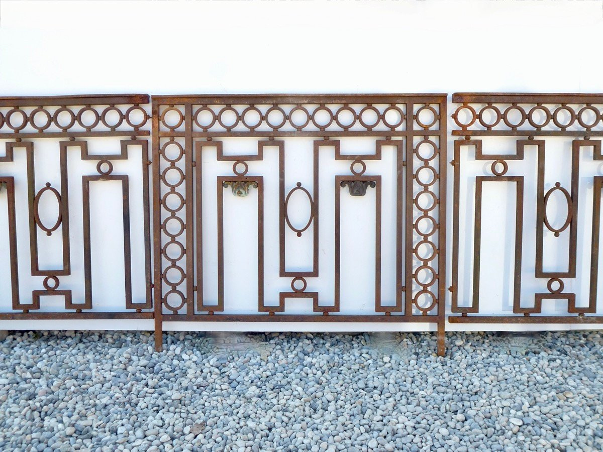Garde-corps de terrasse en fer forgé et bronze Louis XVI - XIXeme S.-photo-3