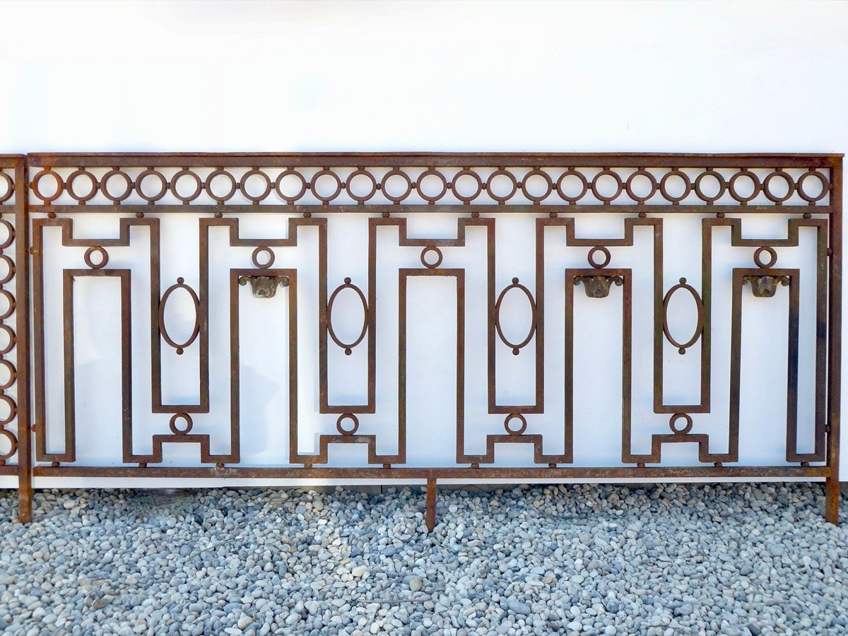 Garde-corps de terrasse en fer forgé et bronze Louis XVI - XIXeme S.-photo-4