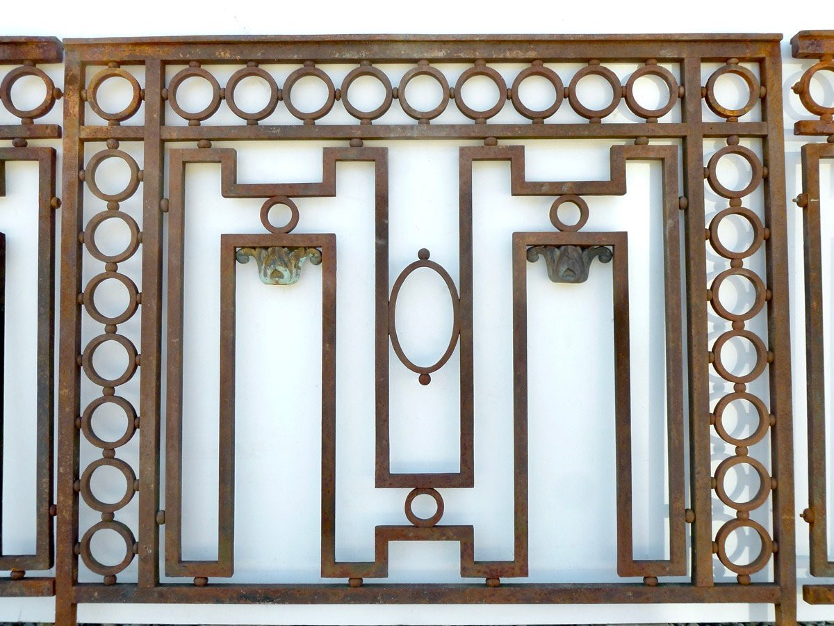 Garde-corps de terrasse en fer forgé et bronze Louis XVI - XIXeme S.-photo-1