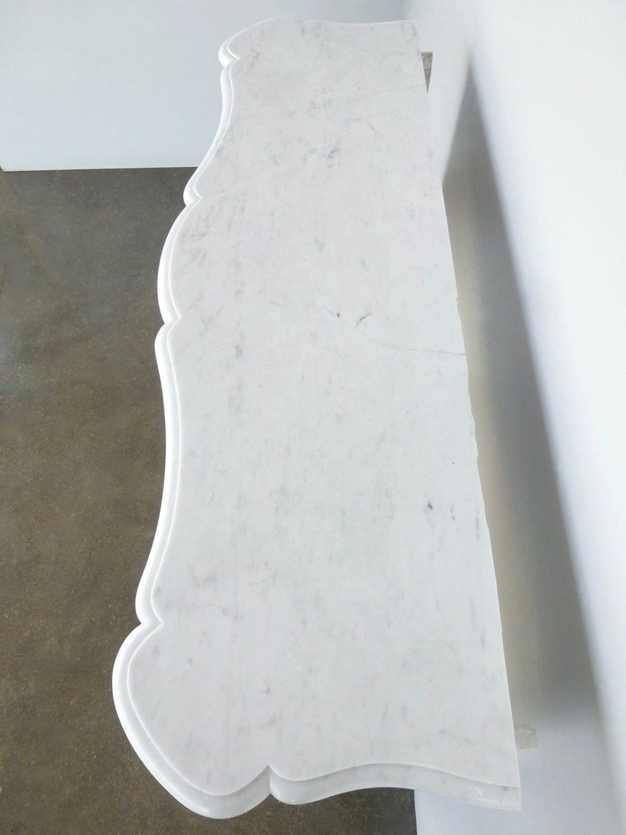 Small White Carrara Marble Mantel In The Louis XV Style-photo-4