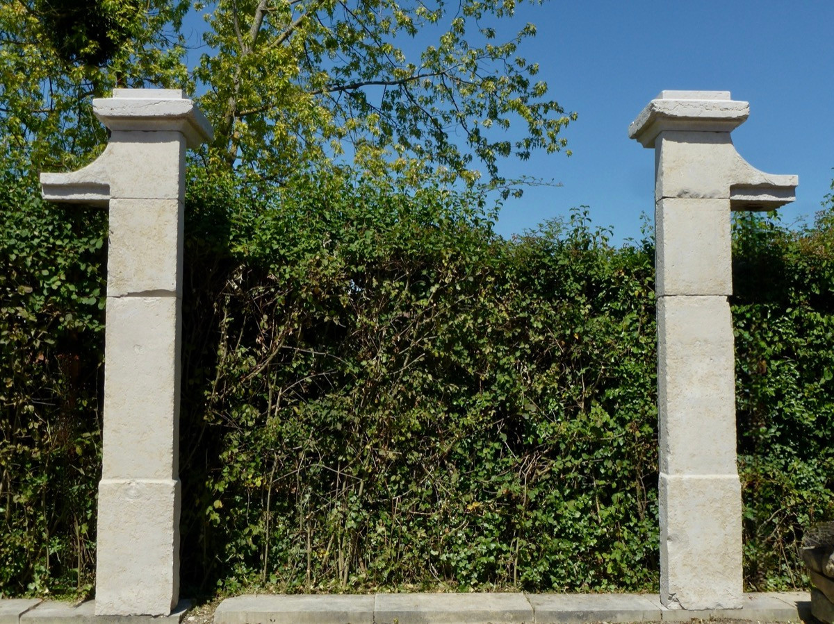 Pair Of Portal Pillars In Hard Stone 19th C.