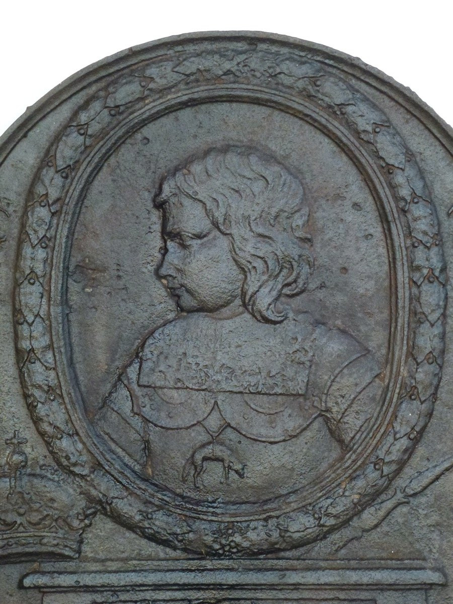 Fireback With Portrait Of Charles II Of Spain - 17th C.-photo-2