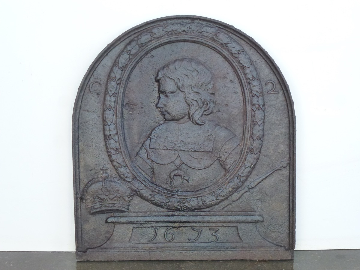 Fireback With Portrait Of Charles II Of Spain - 17th C.