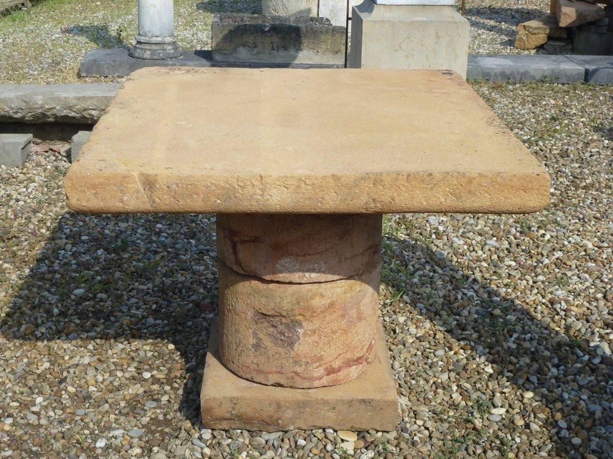 Table de jardin en pierre beaujolaise-photo-2