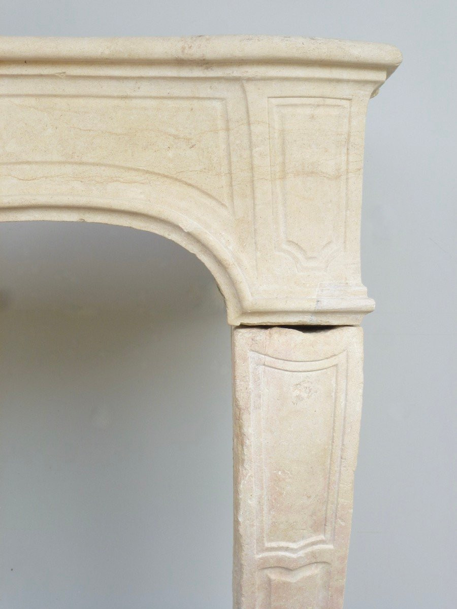 Cheminée en pierre de Bourgogne d'époque Louis XV-photo-2