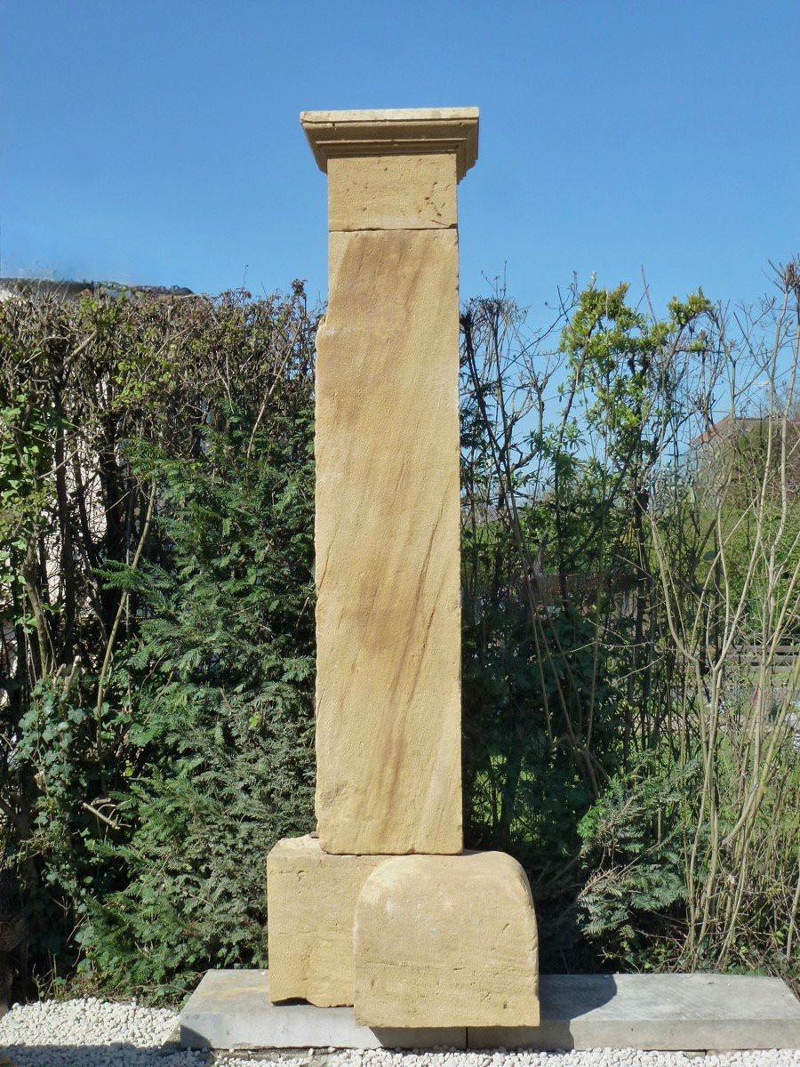 Paire de piliers de portail en pierre beaujolaise XIXe S.-photo-4