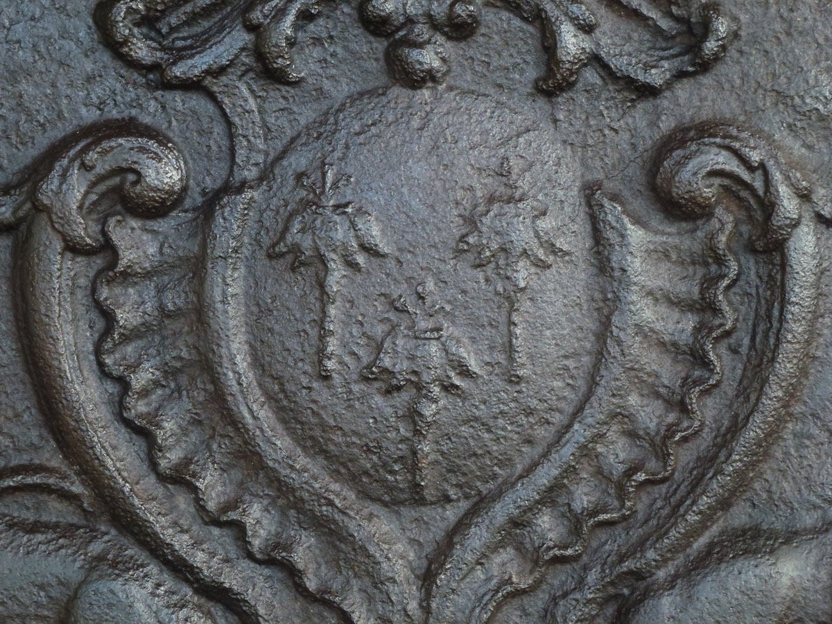 Fireback With The Grassin Family Coat Of Arms 18th Century ( 70x80 Cm)-photo-2