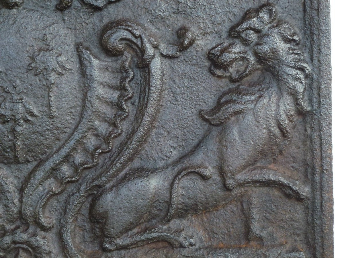 Fireback With The Grassin Family Coat Of Arms 18th Century ( 70x80 Cm)-photo-1
