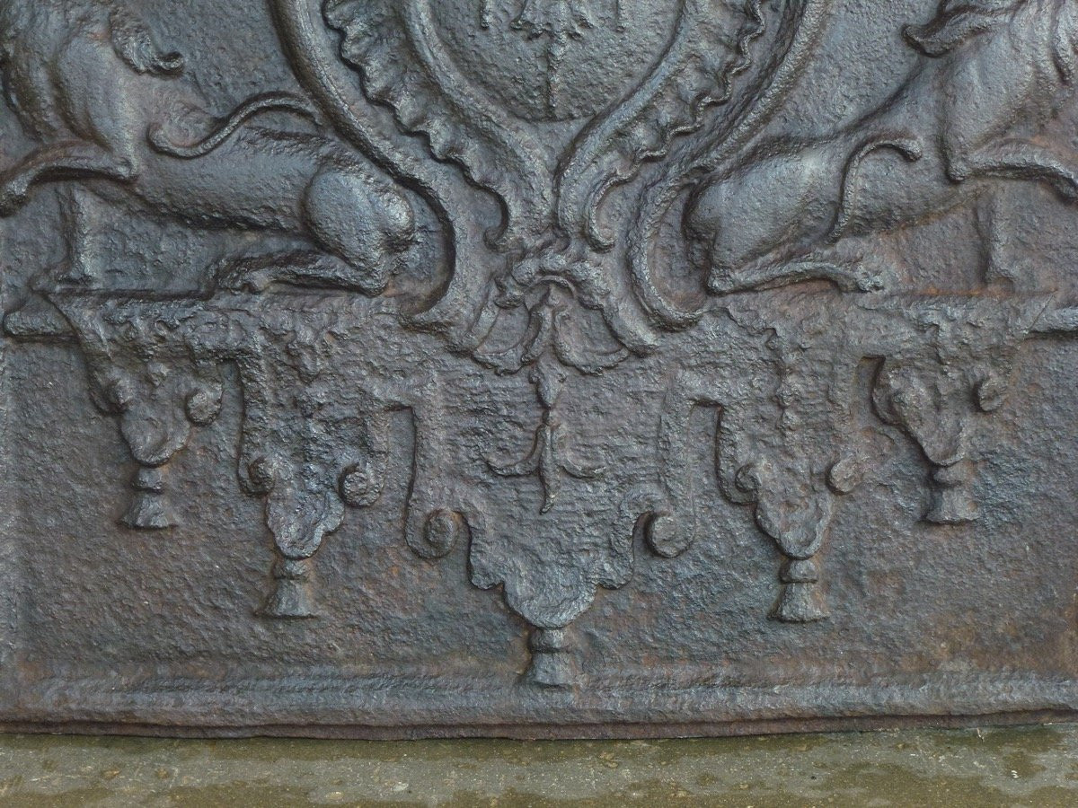 Fireback With The Grassin Family Coat Of Arms 18th Century ( 70x80 Cm)-photo-2