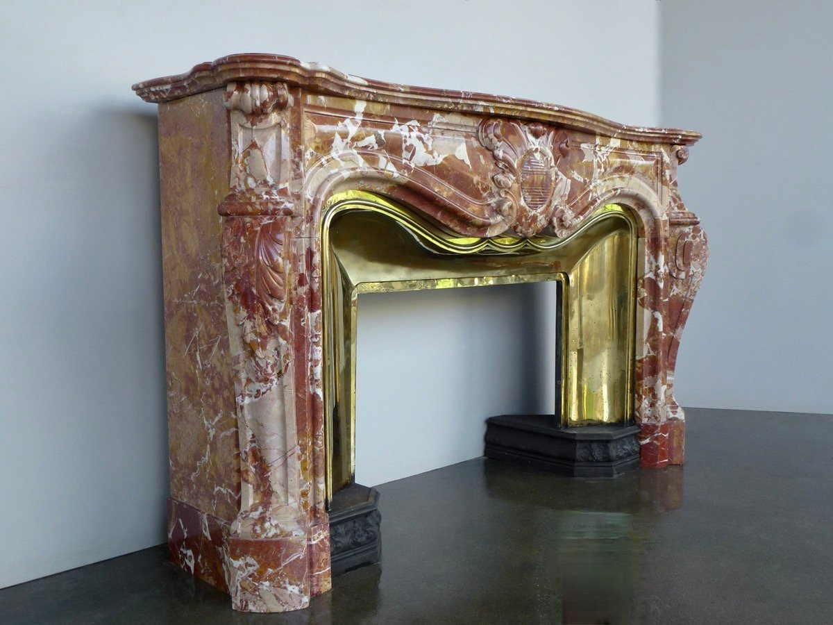 Red Jaspé Marble Mantel From Cazedarnes Louis XV 19th C.-photo-2