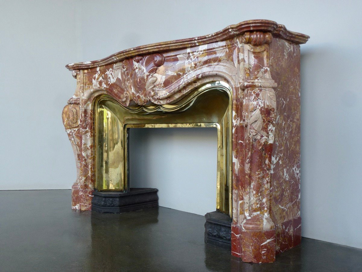 Red Jaspé Marble Mantel From Cazedarnes Louis XV 19th C.-photo-3