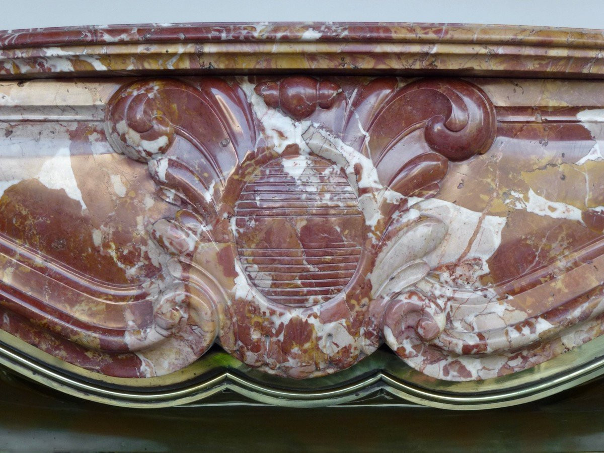 Red Jaspé Marble Mantel From Cazedarnes Louis XV 19th C.-photo-4