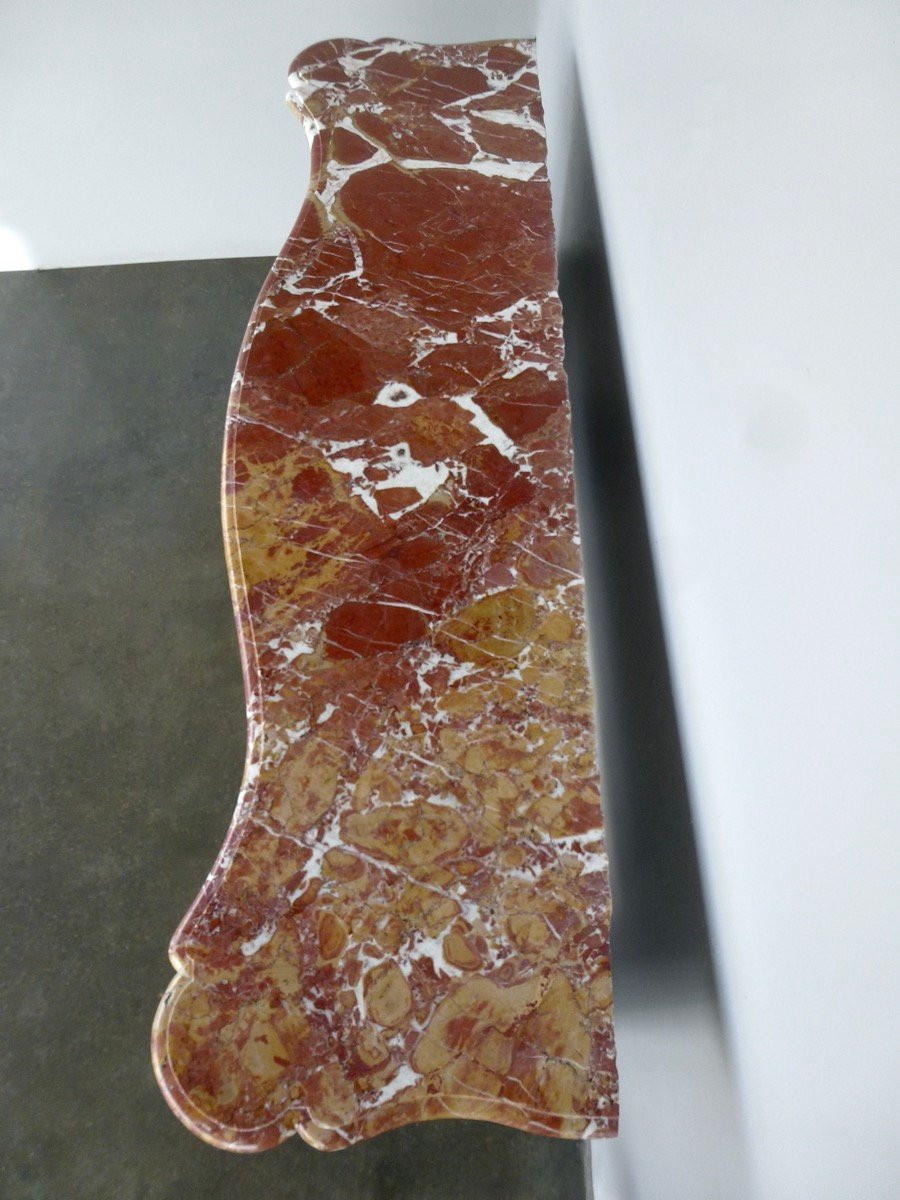 Red Jaspé Marble Mantel From Cazedarnes Louis XV 19th C.-photo-4