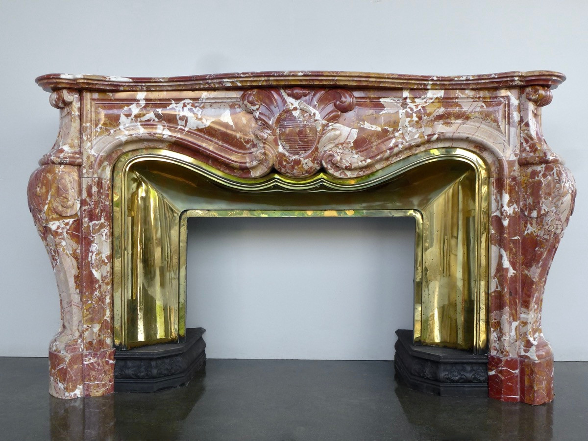Red Jaspé Marble Mantel From Cazedarnes Louis XV 19th C.