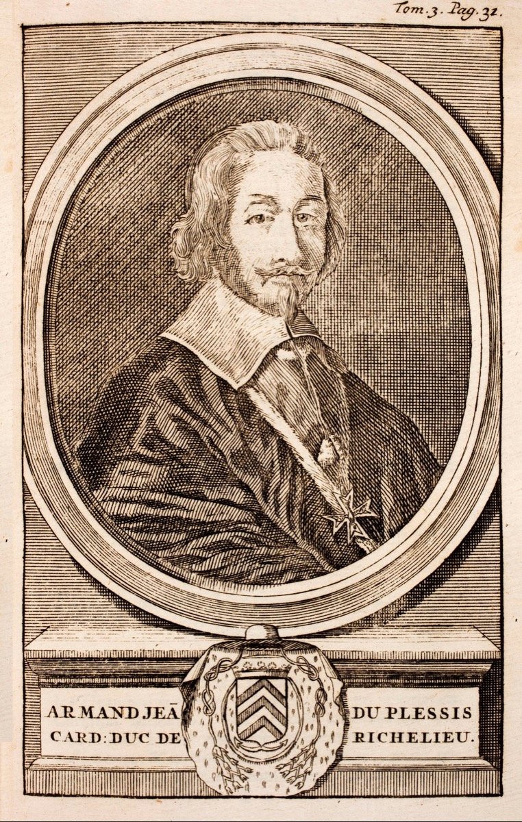 Plaque de cheminée aux armes d'Armand Jean du Plesis,  cardinal-duc de Richelieu (84x94 cm)-photo-1