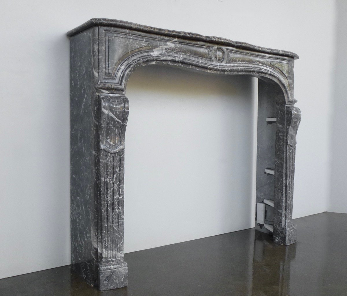 Sainte Anne Gray Marble Fireplace From The Pompadour Period-photo-2