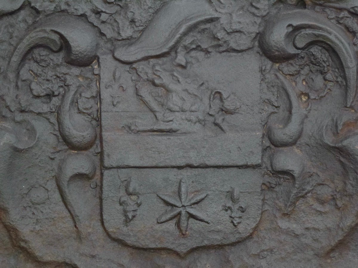 Fireplace Plaque Bearing The Van Der Reest Family Coat Of Arms (81x73 Cm)-photo-2
