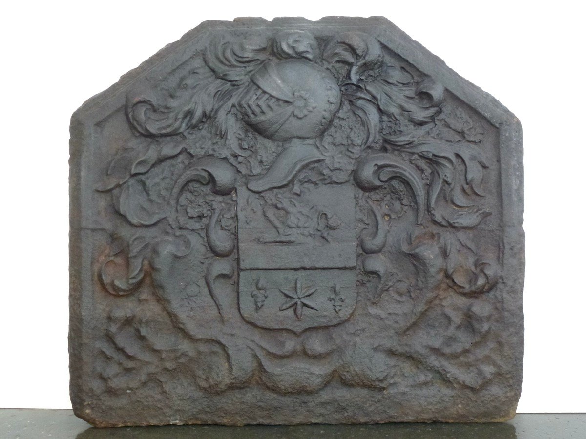 Fireplace Plaque Bearing The Van Der Reest Family Coat Of Arms (81x73 Cm)