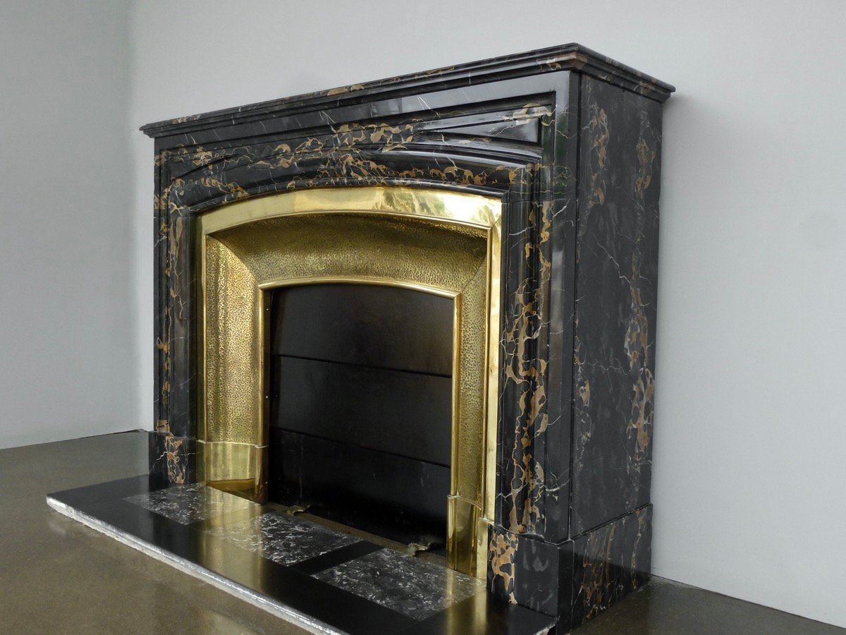 Cheminée en marbre Portor de style Louis XIV-photo-4
