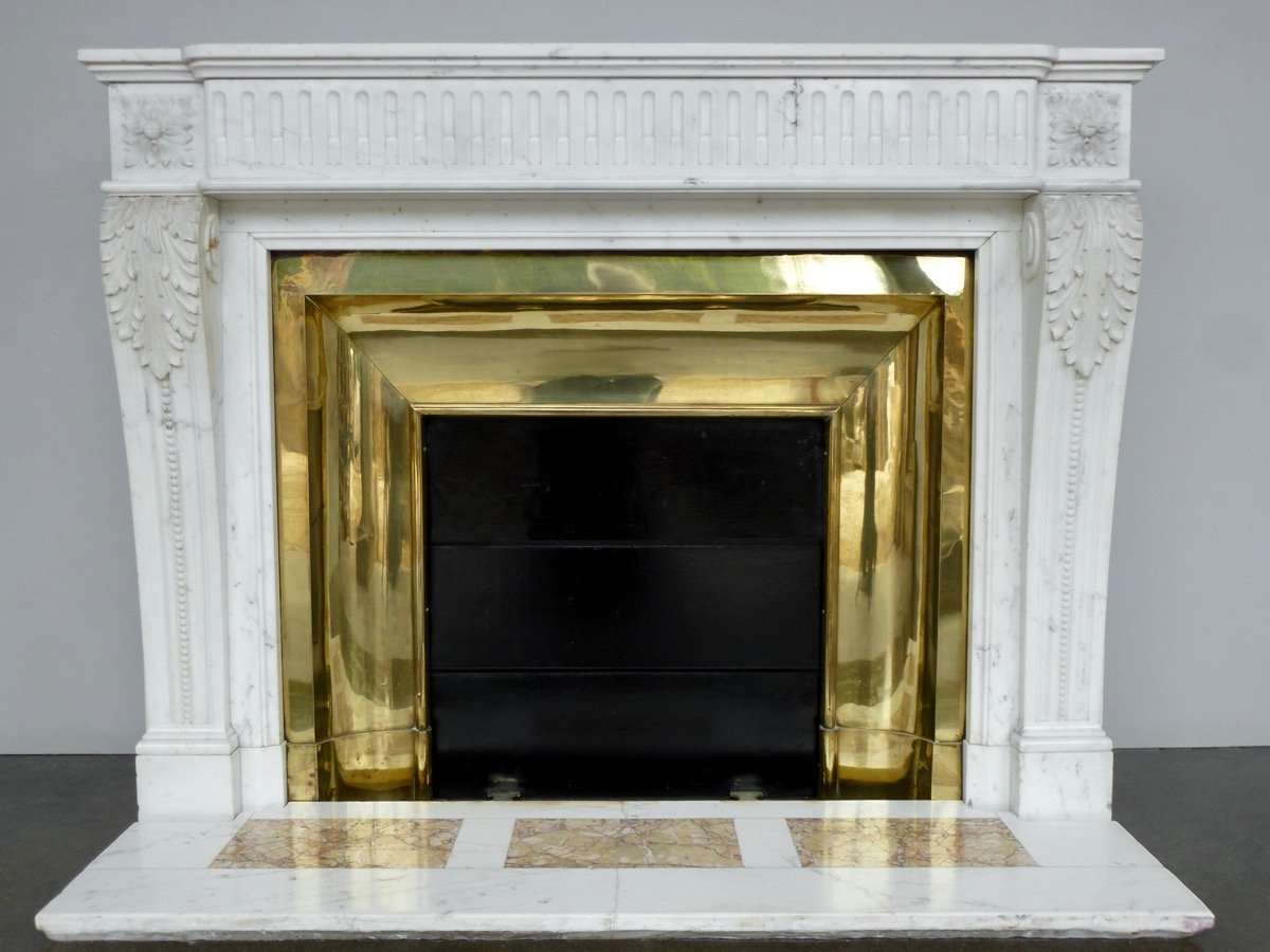 Louis XVI-style Fireplace Made Of Calacatta White Marble