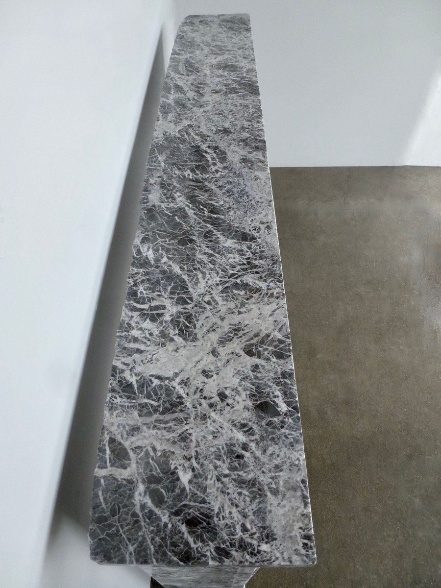Louis XVI-style Fireplace Made Of Gray Ardennes Marble-photo-3