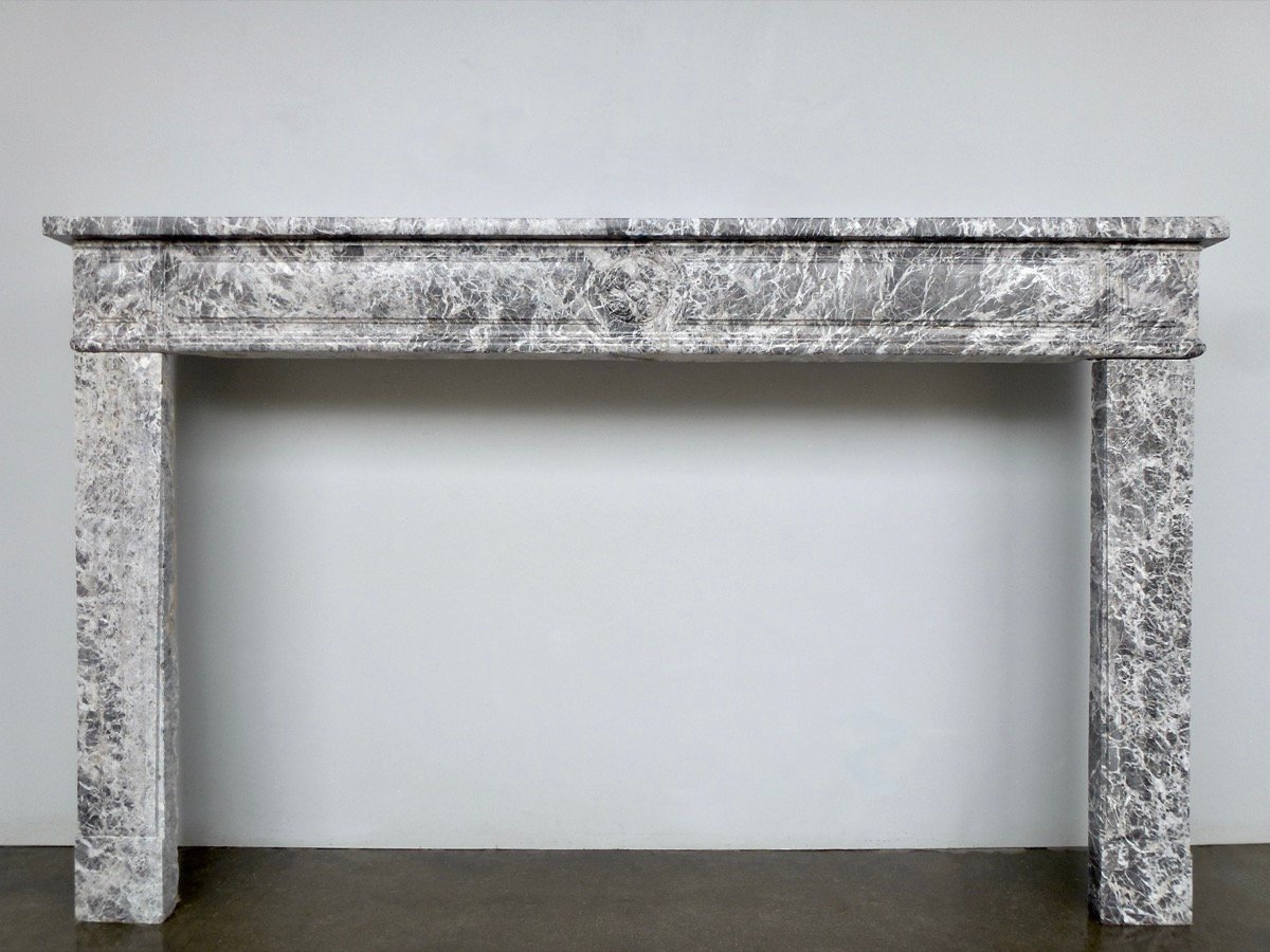 Louis XVI-style Fireplace Made Of Gray Ardennes Marble