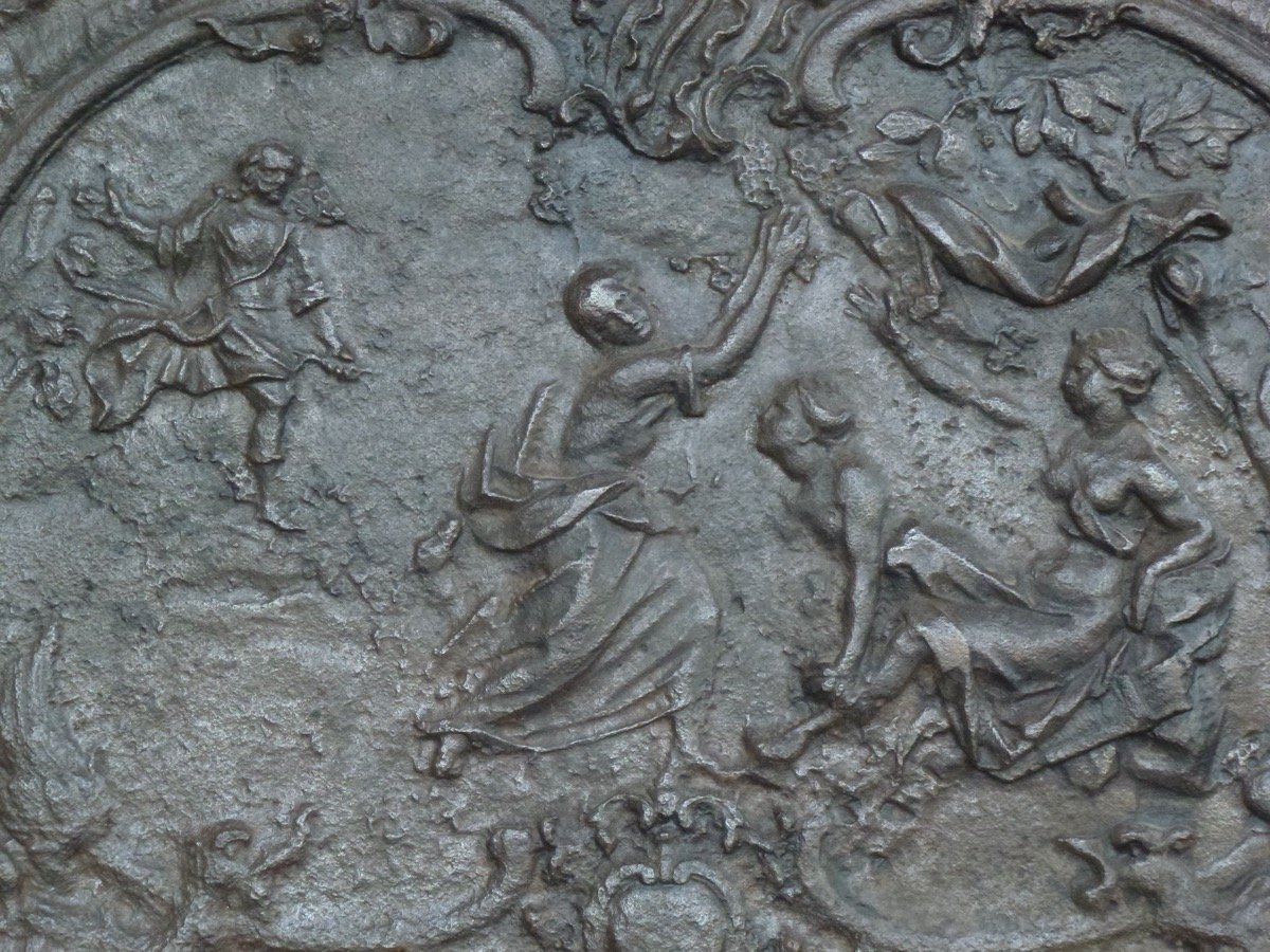 Fireplace Plaque Depicting Arethusa Being Pursued By The River Alpheus (99 Cm X 79 Cm)-photo-2