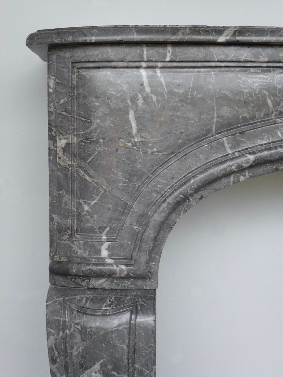 Large Louis XV-style Fireplace Made Of Gray Ardennes Marble-photo-1