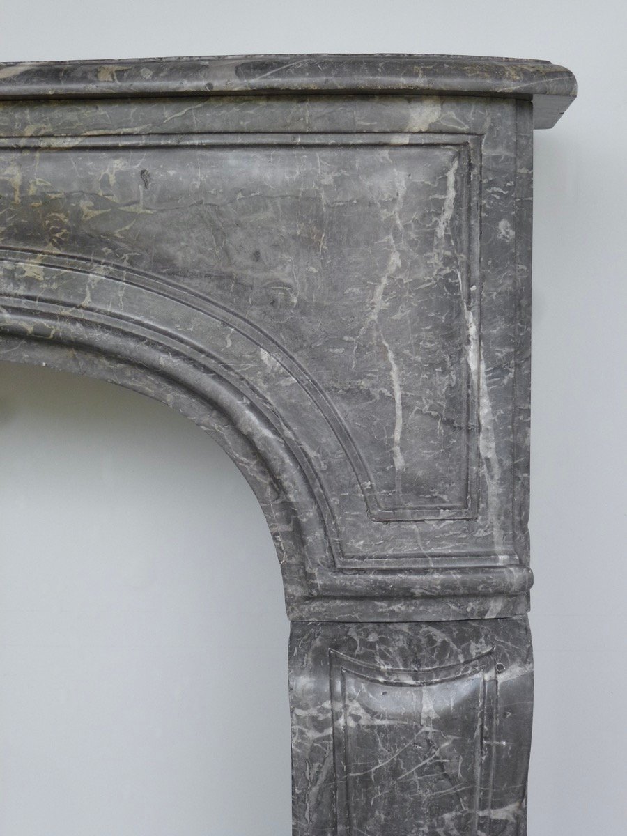 Large Louis XV-style Fireplace Made Of Gray Ardennes Marble-photo-2