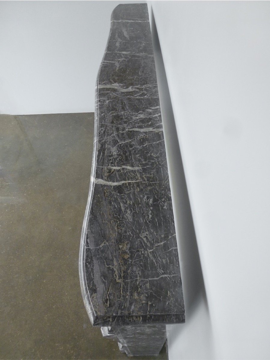 Large Louis XV-style Fireplace Made Of Gray Ardennes Marble-photo-4
